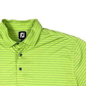 FootJoy ProDry Performance Golf Polo Lime Green Striped Short Sleeve Mens XL